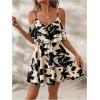 imageSOLY HUX Womens Boho Floral Print Cold Shoulder Dress Short Sleeve Ruffle A Line Vacation Elegant Mini DressesMulticoloured Floral Print