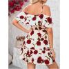 imageSOLY HUX Womens Boho Floral Print Cold Shoulder Dress Short Sleeve Ruffle A Line Vacation Elegant Mini DressesRed Floral