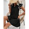 imageSOLY HUX Womens Cute Ruffle Smoked Dress Notched V Neck Summer Party Going Out Short DressPlain Black