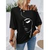 imageSOLY HUX Womens Figure Graphic Tees Criss Cross Cut Out Half Sleeve T Shirt Summer TopsBlack Figure