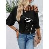 imageSOLY HUX Womens Figure Graphic Tees Criss Cross Cut Out Half Sleeve T Shirt Summer TopsBlack Figure