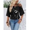 imageSOLY HUX Womens Figure Graphic Tees Criss Cross Cut Out Half Sleeve T Shirt Summer TopsBlack Figure