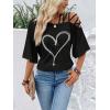 imageSOLY HUX Womens Figure Graphic Tees Criss Cross Cut Out Half Sleeve T Shirt Summer TopsBlack Heart