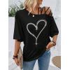 imageSOLY HUX Womens Figure Graphic Tees Criss Cross Cut Out Half Sleeve T Shirt Summer TopsBlack Heart