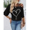 imageSOLY HUX Womens Figure Graphic Tees Criss Cross Cut Out Half Sleeve T Shirt Summer TopsBlack Heart