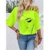 imageSOLY HUX Womens Figure Graphic Tees Criss Cross Cut Out Half Sleeve T Shirt Summer TopsGreen Figure