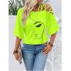 imageSOLY HUX Womens Figure Graphic Tees Criss Cross Cut Out Half Sleeve T Shirt Summer TopsGreen Figure