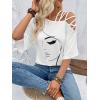 imageSOLY HUX Womens Figure Graphic Tees Criss Cross Cut Out Half Sleeve T Shirt Summer TopsWhite Figure