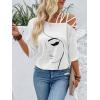 imageSOLY HUX Womens Figure Graphic Tees Criss Cross Cut Out Half Sleeve T Shirt Summer TopsWhite Figure