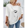 imageSOLY HUX Womens Figure Graphic Tees Criss Cross Cut Out Half Sleeve T Shirt Summer TopsWhite Figure
