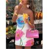 imageSOLY HUX Womens Floral Print Mini Tube Dress Strapless Sleeveless Bodycon DressesWhite Floral