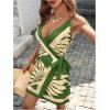 imageSOLY HUX Womens Floral Print Wrap Tie Side Dress Deep V Neck Spaghetti Strap Mini Beach Vacation DressesGreen Printed
