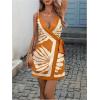 imageSOLY HUX Womens Floral Print Wrap Tie Side Dress Deep V Neck Spaghetti Strap Mini Beach Vacation DressesKhaki Printed