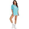 imageSOLY HUX Womens Graphic Oversized Tees Letter Print Summer Tops Vintage Half Sleeve Loose Casual T ShirtsBlue Graphic