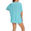 imageSOLY HUX Womens Graphic Oversized Tees Letter Print Summer Tops Vintage Half Sleeve Loose Casual T ShirtsBlue Graphic