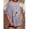 imageSOLY HUX Womens Graphic Oversized Tees Letter Print Summer Tops Vintage Half Sleeve Loose Casual T ShirtsDusty Purple Flower