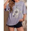 imageSOLY HUX Womens Graphic Oversized Tees Letter Print Summer Tops Vintage Half Sleeve Loose Casual T ShirtsDusty Purple Flower
