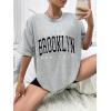 imageSOLY HUX Womens Graphic Oversized Tees Letter Print Summer Tops Vintage Half Sleeve Loose Casual T ShirtsGrey and Black