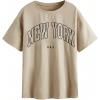 imageSOLY HUX Womens Graphic Oversized Tees Letter Print Summer Tops Vintage Half Sleeve Loose Casual T ShirtsLetter Khaki