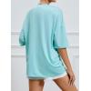 imageSOLY HUX Womens Graphic Oversized Tees Letter Print Summer Tops Vintage Half Sleeve Loose Casual T ShirtsLight Blue Printed