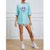 imageSOLY HUX Womens Graphic Oversized Tees Letter Print Summer Tops Vintage Half Sleeve Loose Casual T ShirtsLight Blue Printed