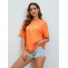 imageSOLY HUX Womens Graphic Oversized Tees Letter Print Summer Tops Vintage Half Sleeve Loose Casual T ShirtsOrange Letter Graphic
