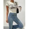 imageSOLY HUX Womens Graphic Tees Crop Fitted Tops Casual Summer Slogan Letter Print Short Sleeve T ShirtsApricot Graphic