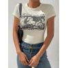 imageSOLY HUX Womens Graphic Tees Crop Fitted Tops Casual Summer Slogan Letter Print Short Sleeve T ShirtsApricot Graphic