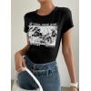 imageSOLY HUX Womens Graphic Tees Crop Fitted Tops Casual Summer Slogan Letter Print Short Sleeve T ShirtsBlack Graphic