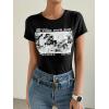 imageSOLY HUX Womens Graphic Tees Crop Fitted Tops Casual Summer Slogan Letter Print Short Sleeve T ShirtsBlack Graphic