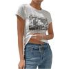 imageSOLY HUX Womens Graphic Tees Crop Fitted Tops Casual Summer Slogan Letter Print Short Sleeve T ShirtsWhite Graphic