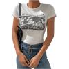 imageSOLY HUX Womens Graphic Tees Crop Fitted Tops Casual Summer Slogan Letter Print Short Sleeve T ShirtsWhite Graphic