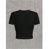 imageSOLY HUX Womens Graphic Tees Letter Car Print Crop Tops Short Sleeve Crew Neck Summer T ShirtBlack Letter