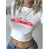 imageSOLY HUX Womens Graphic Tees Letter Car Print Crop Tops Short Sleeve Crew Neck Summer T ShirtWhite Car