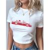 imageSOLY HUX Womens Graphic Tees Letter Car Print Crop Tops Short Sleeve Crew Neck Summer T ShirtWhite Car
