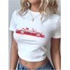 imageSOLY HUX Womens Graphic Tees Letter Car Print Crop Tops Short Sleeve Crew Neck Summer T ShirtWhite Car