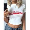 imageSOLY HUX Womens Graphic Tees Letter Car Print Crop Tops Short Sleeve Crew Neck Summer T ShirtWhite Car