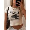 imageSOLY HUX Womens Graphic Tees Letter Car Print Crop Tops Short Sleeve Crew Neck Summer T ShirtWhite Letter