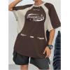 imageSOLY HUX Womens Graphic Tees Y2k Oversized T Shirt Jersey Streetwear Shirts Vintage Summer TopsBrown and Beige