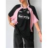 imageSOLY HUX Womens Graphic Tees Y2k Oversized T Shirt Jersey Streetwear Shirts Vintage Summer TopsPink and Black