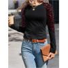 imageSOLY HUX Womens Leopard Print Long Sleeve Tee Round Neck Casual T Shirts TopsBlack Leopard Print