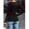 imageSOLY HUX Womens Leopard Print Long Sleeve Tee Round Neck Casual T Shirts TopsBlack Leopard Print