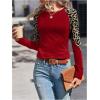 imageSOLY HUX Womens Leopard Print Long Sleeve Tee Round Neck Casual T Shirts TopsRed Leopard
