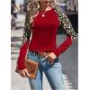 imageSOLY HUX Womens Leopard Print Long Sleeve Tee Round Neck Casual T Shirts TopsRed Leopard