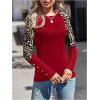 imageSOLY HUX Womens Leopard Print Long Sleeve Tee Round Neck Casual T Shirts TopsRed Leopard