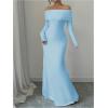 imageSOLY HUX Womens Long Sleeve Off The Shoulder Bodycon Dress Elegant Maxi Dress Cocktail Prom DressesLight Blue