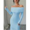 imageSOLY HUX Womens Long Sleeve Off The Shoulder Bodycon Dress Elegant Maxi Dress Cocktail Prom DressesLight Blue