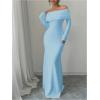 imageSOLY HUX Womens Long Sleeve Off The Shoulder Bodycon Dress Elegant Maxi Dress Cocktail Prom DressesLight Blue