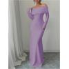 imageSOLY HUX Womens Long Sleeve Off The Shoulder Bodycon Dress Elegant Maxi Dress Cocktail Prom DressesMauve Purple