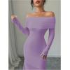 imageSOLY HUX Womens Long Sleeve Off The Shoulder Bodycon Dress Elegant Maxi Dress Cocktail Prom DressesMauve Purple